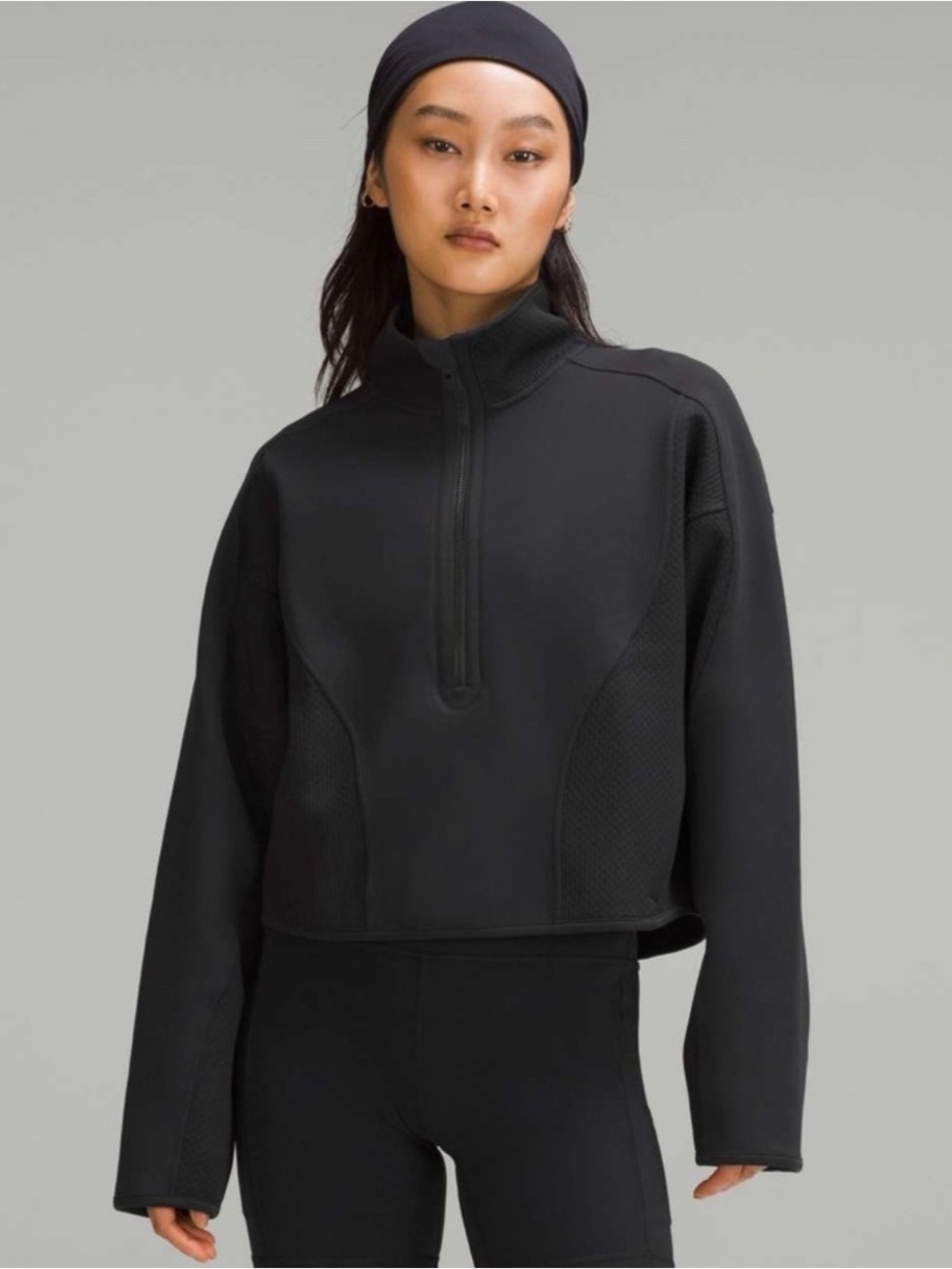 Lululemon Oversized Mixed Fabric Half-Zip Cropped Pullover Jacket